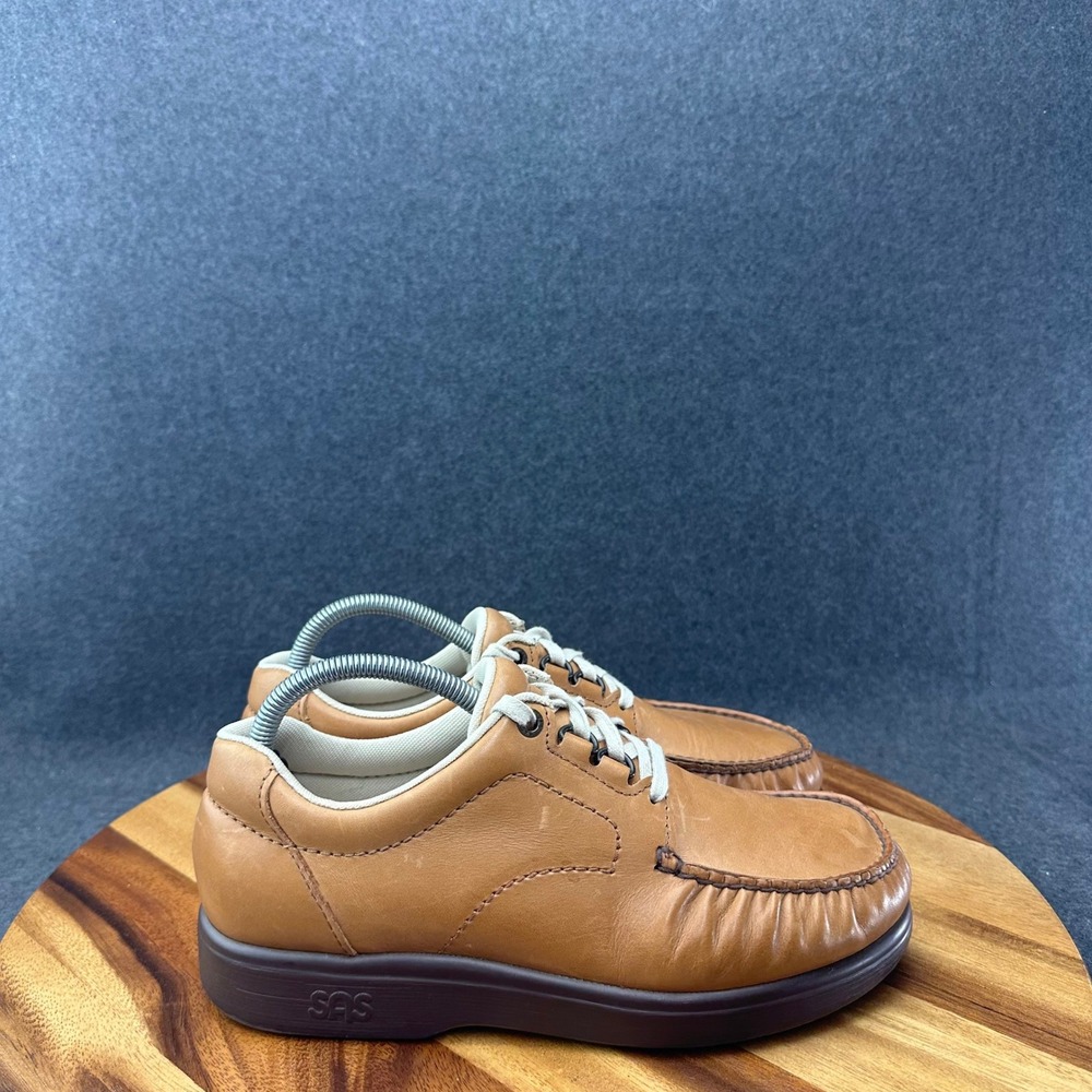 SAS Bout Time Men's Size 8.5M Brown Leather Lace Up Casual Loafers Comfort